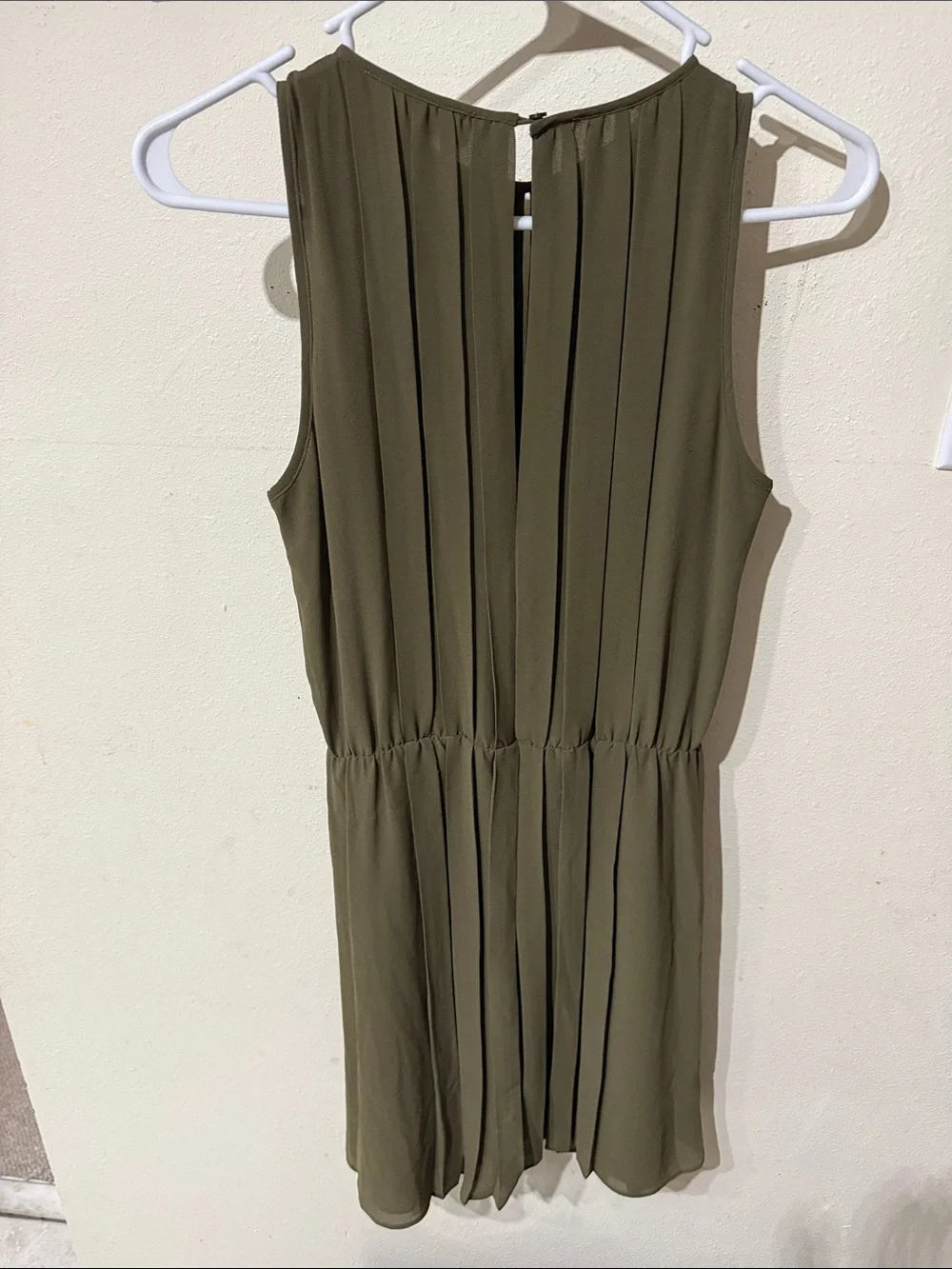 Michael Kors Olive Pleated Sleeveless Mini Dress